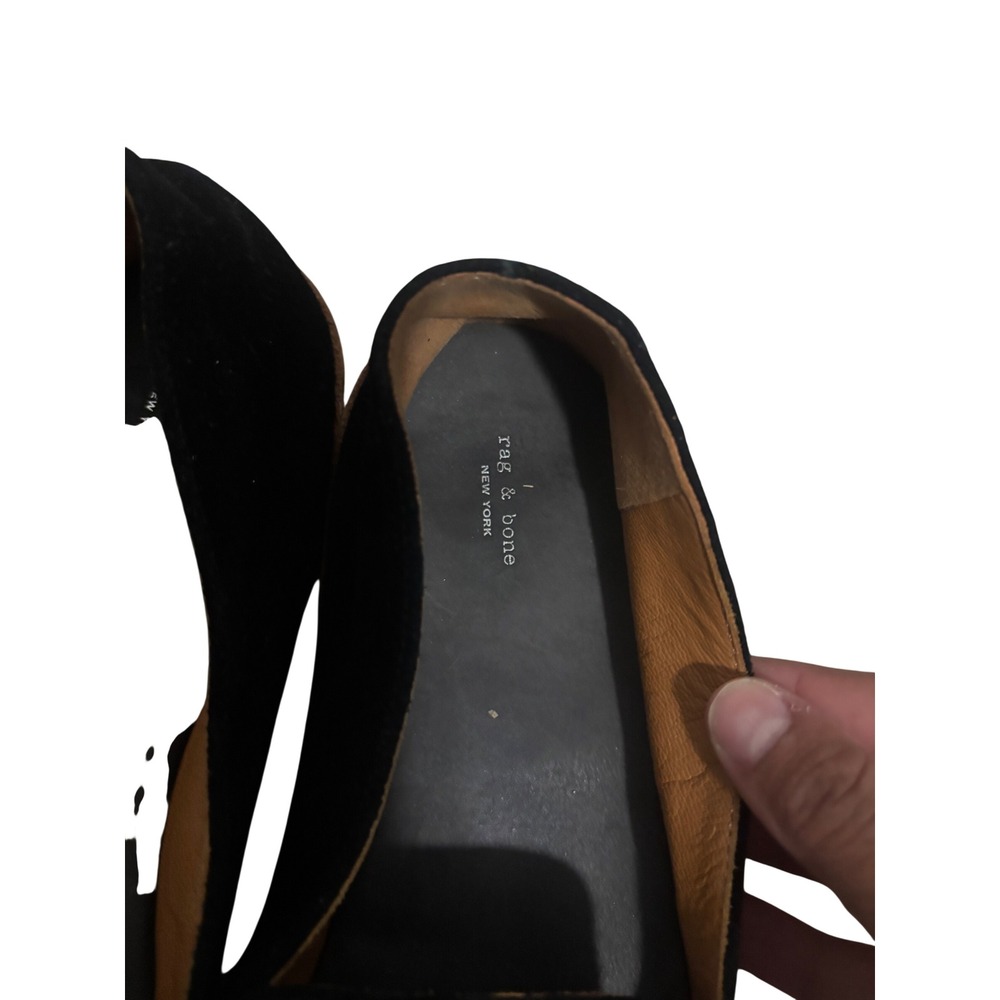 Rag & Bone Black Suede Espadrille Loafers Contrast Stitch Flats Size 38.5 - Picture 2 of 6